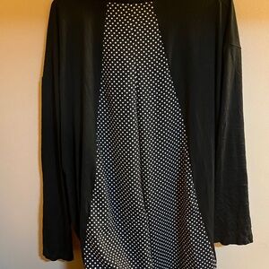 Plus size women’s lightweight sweater with polka dot insert